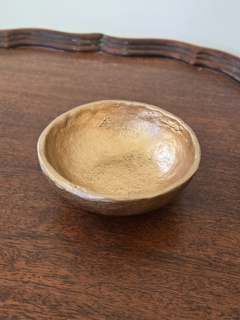 Small Gold Tone Textured Trinket Bowl Decorative Catch-All Dish